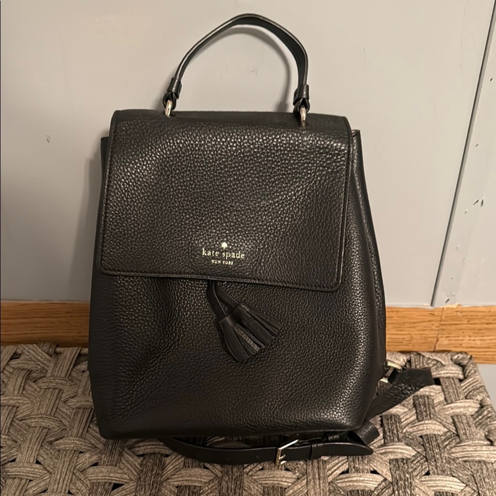 Kate Spade Black Leather Backpack